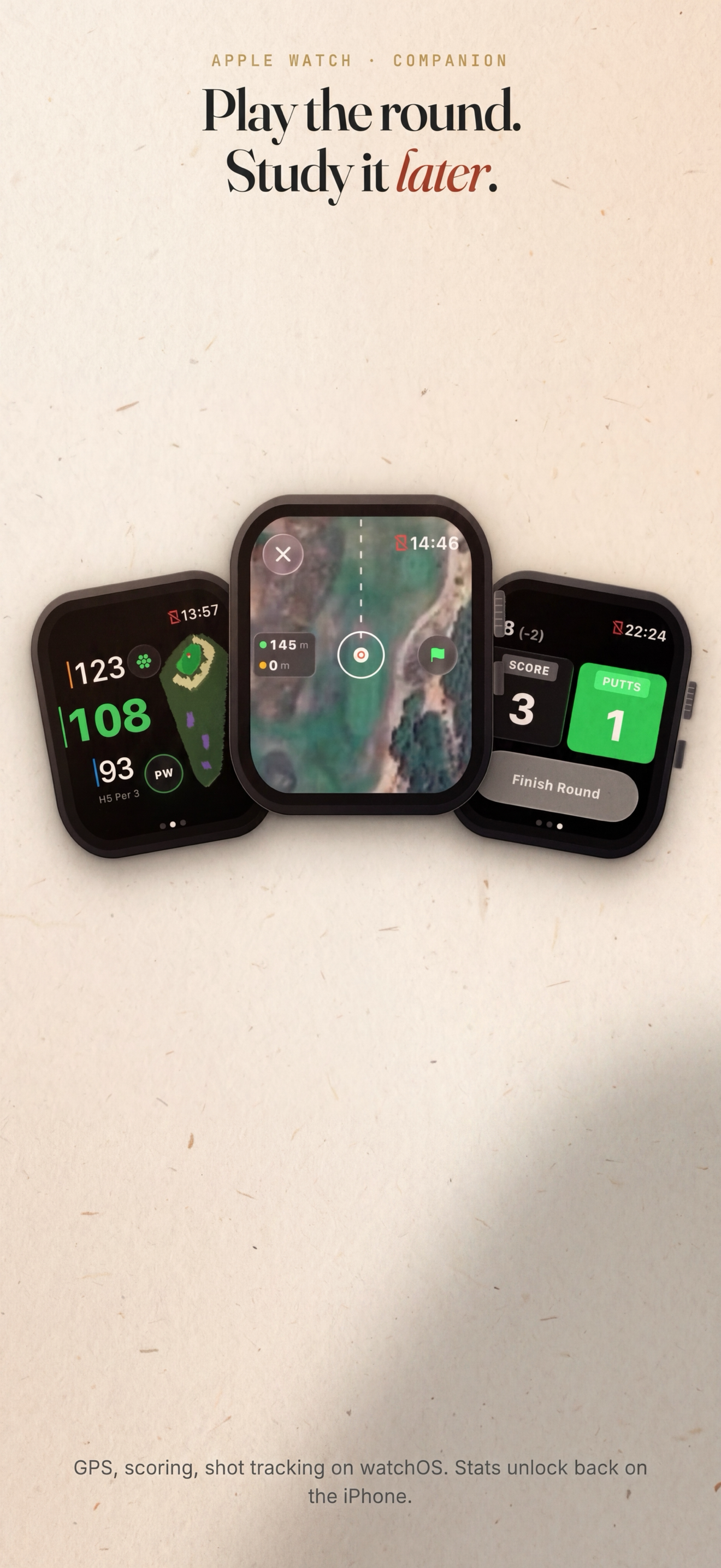 MatrixGolf on Apple Watch with satellite hole map